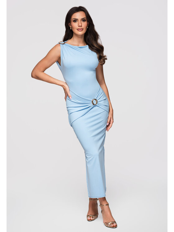 Ombre Ombre Sukienka wieczorowa LA-OM-DLR371 Niebieski Slim Fit