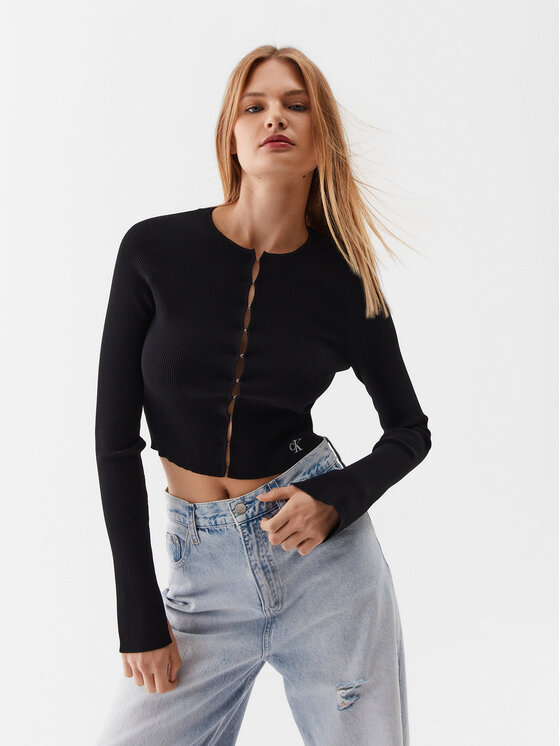 Calvin Klein Jeans Calvin Klein Jeans Кардиган J20J221349 Чорний Slim Fit