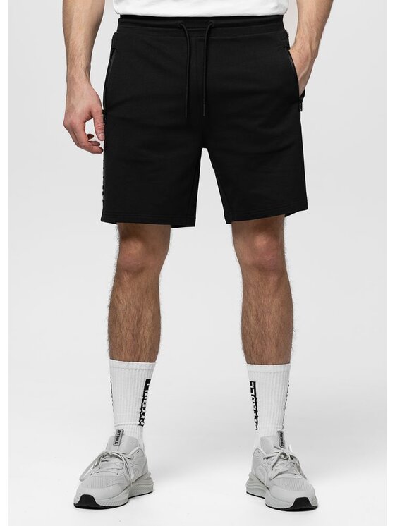 PITBULL PITBULL Szorty sportowe TAPE PARKER Czarny Regular Fit