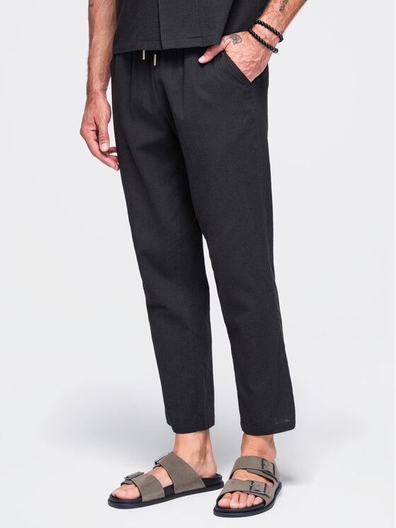 Ombre Ombre Spodnie materiałowe OM-PACP-0312 Czarny Regular Fit