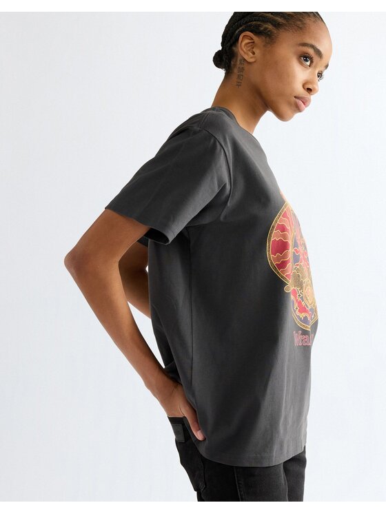 Wrangler Wrangler T-Shirt GIRLFRIEND TEE Czarny Relaxed Fit