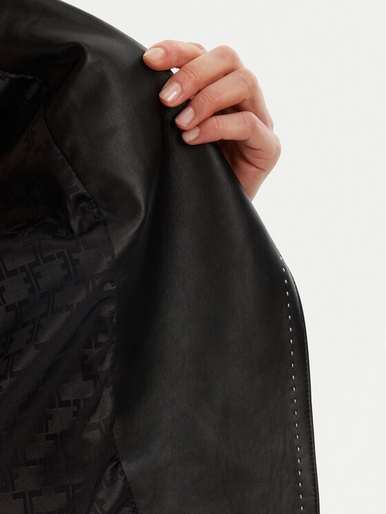 Elisabetta Franchi Elisabetta Franchi Μπουφάν δερμάτινο GD-47Z-51E2-V1200 Μαύρο Regular Fit