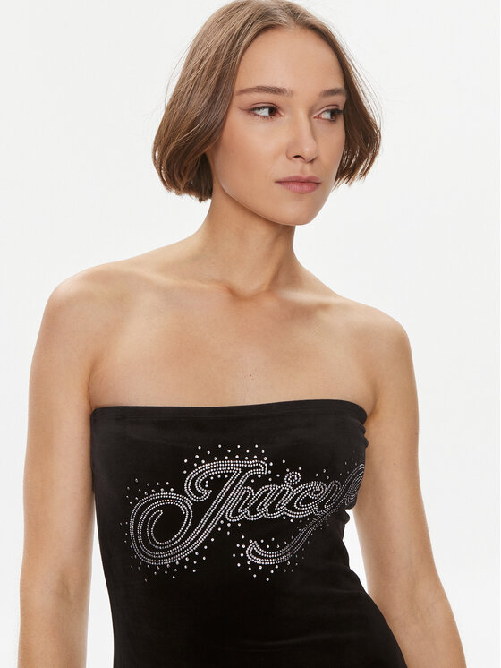 Juicy Couture Juicy Couture Kleid für den Alltag Bandeau Scatter Diamante JCBED223805 Schwarz Slim Fit