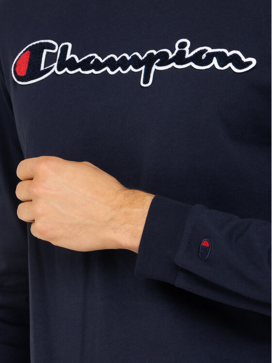 Champion Champion Тениска с дълъг ръкав Script Logo 213517 Тъмносин Comfort Fit