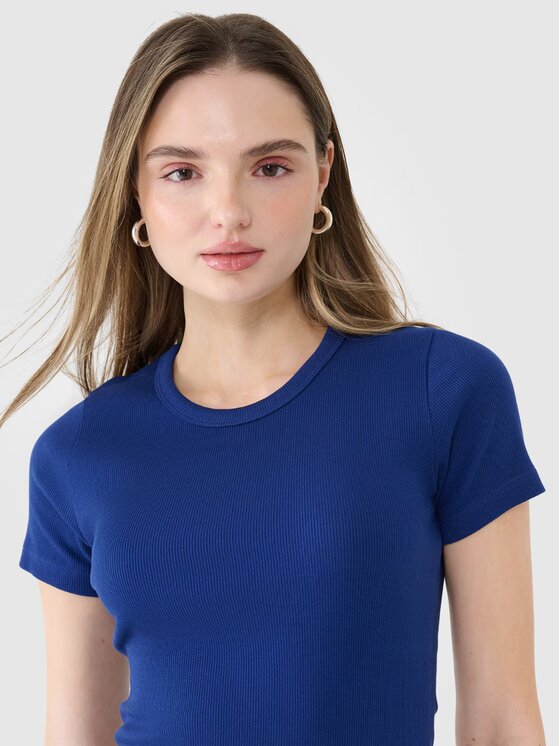 4F 4F Tričko 4FWSS25TTSHF1968-30S Modrá Slim Fit