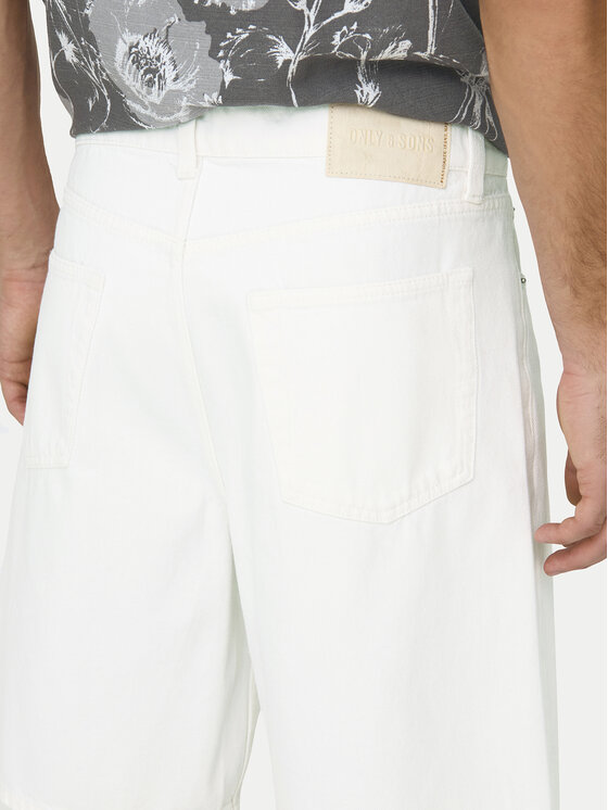 Only & Sons Only & Sons Pantaloni scurți de blugi Fade 22031662 Alb Loose Fit