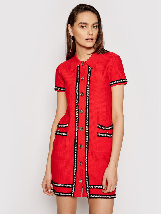 PINKO Pinko Sukienka dzianinowa Football PE21 BLK01 1G15Q2 Y6T6 Czerwony Regular Fit