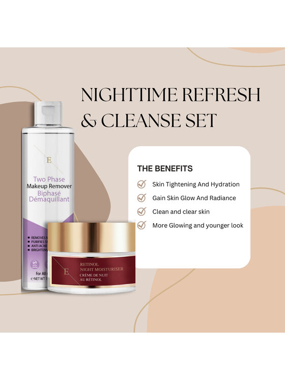 Erthskin London Erthskin London Nawilżający krem ​​na noc Retinol + dwufazowy płyn do demakijażu Krem na noc