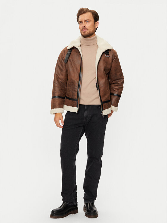 Lindbergh Lindbergh Jakna iz umetnega usnja 30-301124 Rjava Regular Fit