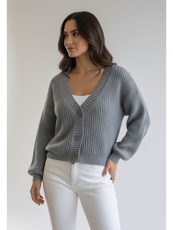 FIGL FIGL Kardigán M1263 Sivá Regular Fit