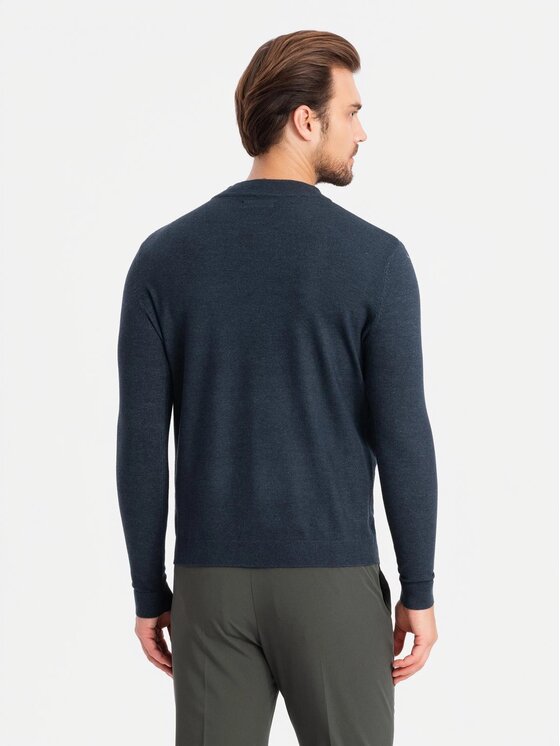 Ombre Ombre Sweter OM-SWTN-0125 Granatowy Regular Fit