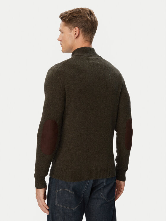 Barbour Barbour Sweter Elbow MKN0585GN73 Khaki Regular Fit
