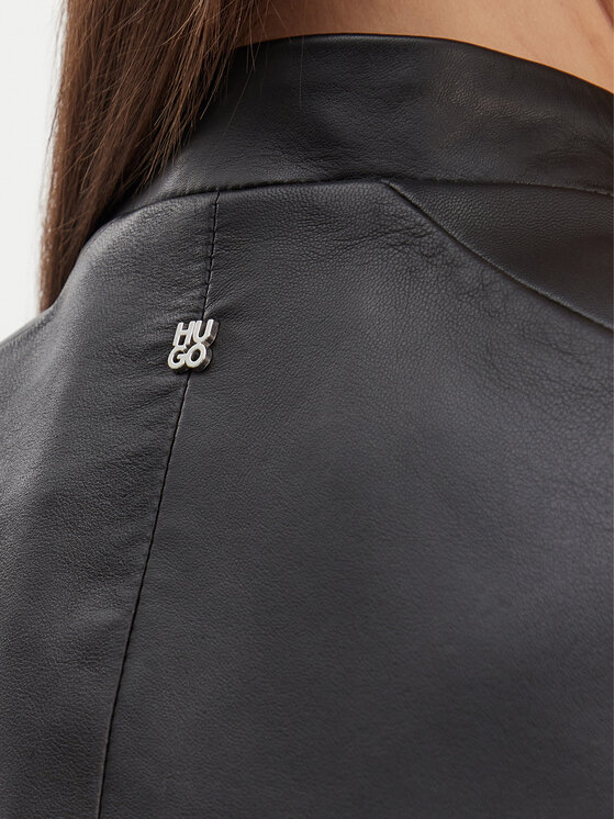 HUGO HUGO Lederjacke Lasari 50555743 Schwarz Regular Fit