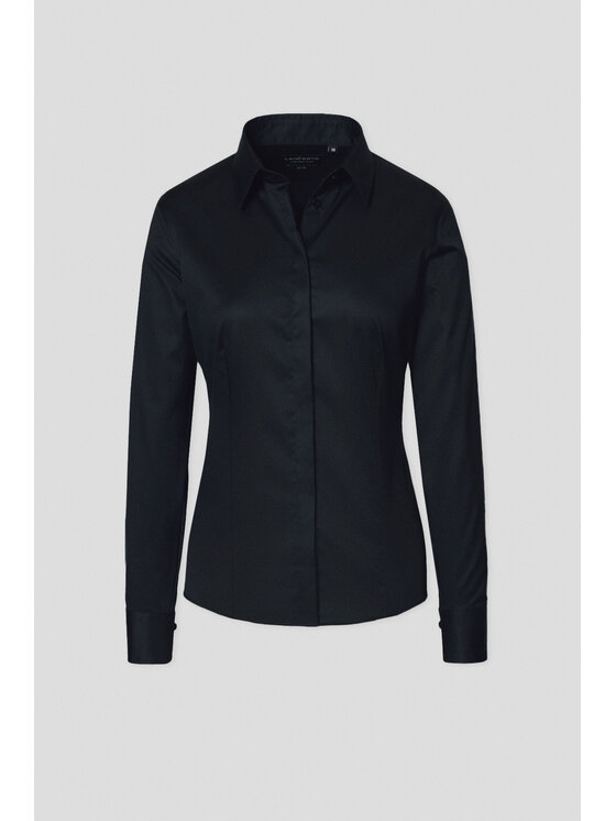 Lancerto Lancerto Koszula Koszula Damska Czarna z Bawełną Celebrian Slim KO073224000071 Czarny Slim Fit