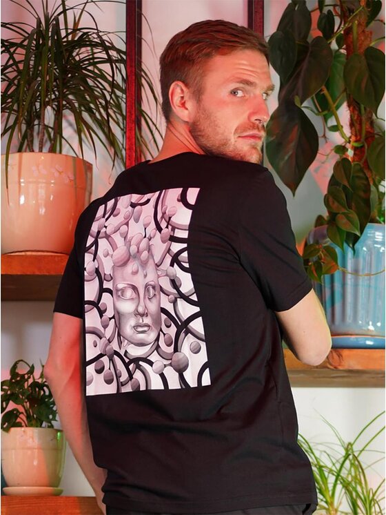 MyStars MyStars T-Shirt Koszulka Z Krótkim Rękawem Męska Czarna Morphism Meditation BW S Czarny Regular Fit