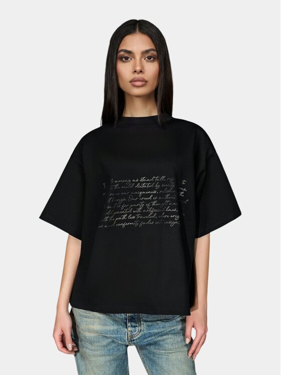 MADE BY SOCIETY MADE BY SOCIETY T-Shirt Tricou FREQUENCY - T27290 Czarny Basic Fit