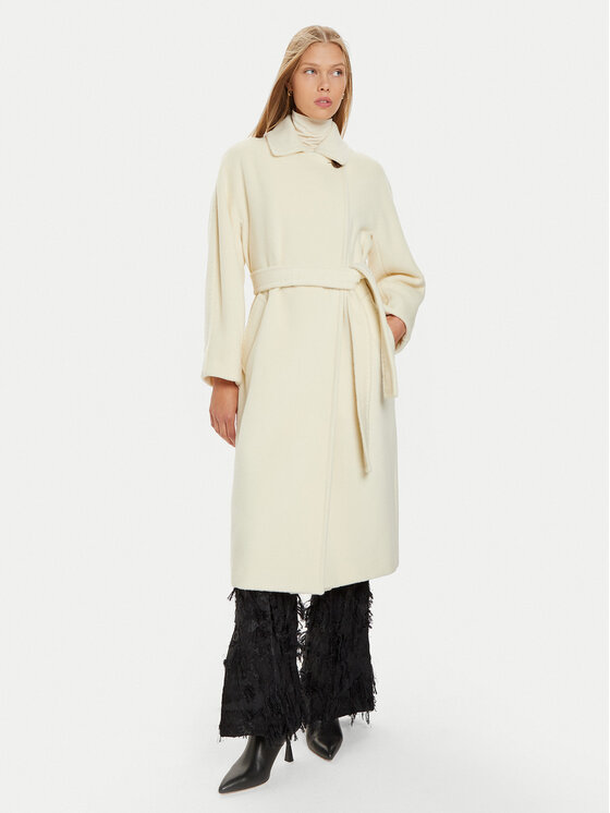 Marella Marella Wollmantel Dede 2423016082 Écru Regular Fit