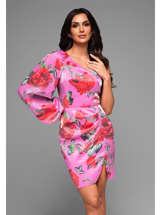 Ombre Ombre Sukienka koktajlowa LA-OM-DLR061 Różowy Regular Fit