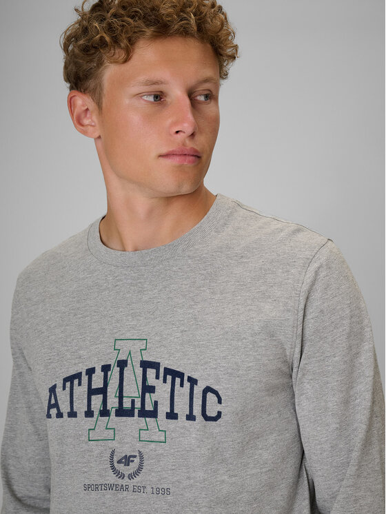 4F 4F Longsleeve SPORTS CLUB Szary jasny Regular Fit