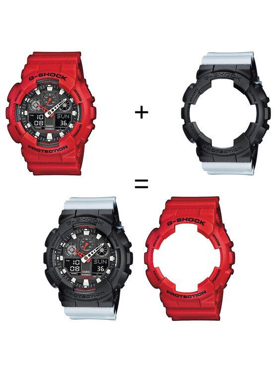 Casio Casio Zegarek SET GA-100B-4AER + BEZEL 10358741 + PASEK 10527469 Biały