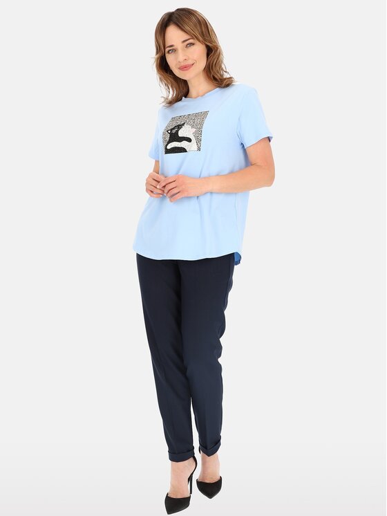 Perso Perso T-Shirt TCE245281F Světle modrá Regular Fit
