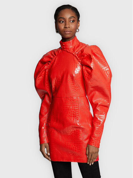 ROTATE ROTATE Сукня зі штучної шкіри Shiny RT1954 Червоний Regular Fit