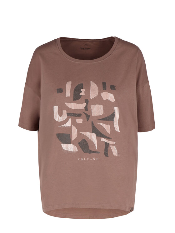 Volcano Volcano T-Shirt T-PRIME Beżowy Regular Fit