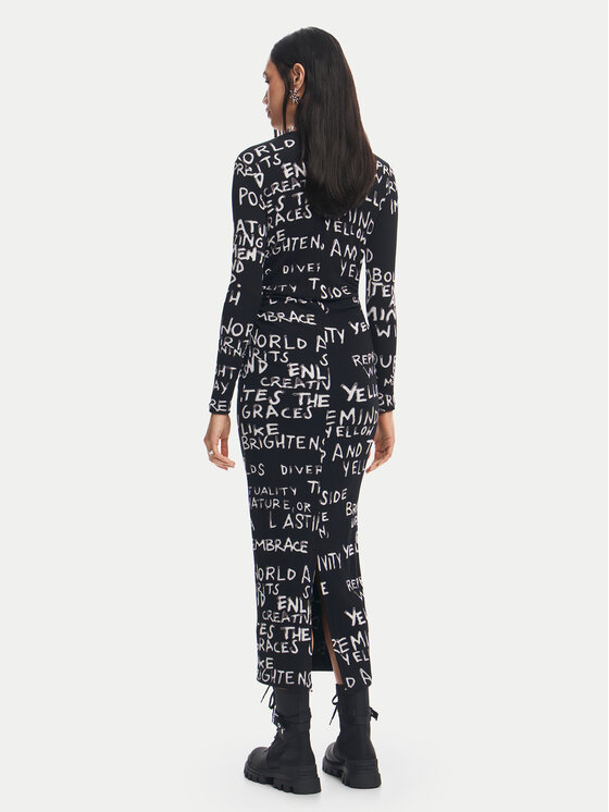 Desigual Desigual Повсякденна сукня 24WWVK45 Чорний Slim Fit