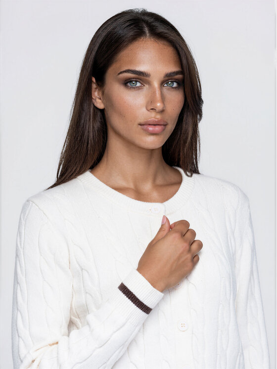 Ombre Ombre Svetr OW-SW-E0028 Krémová Slim Fit