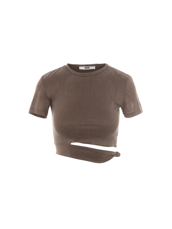 BENU BENU Completo maglietta e gonna SET MOKKA CUPRO Marrone Slim Fit