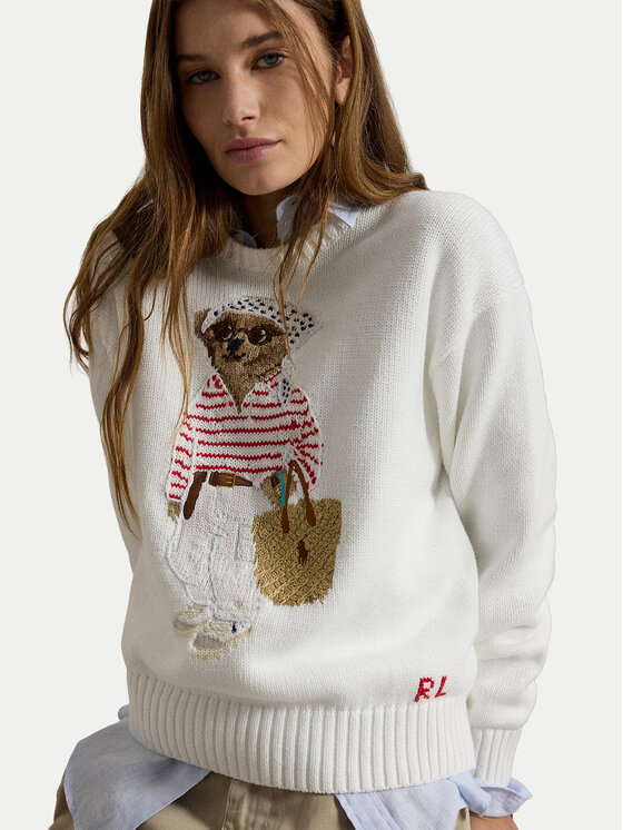 Polo Ralph Lauren Polo Ralph Lauren Sweter 211A12723001 Biały Relaxed Fit