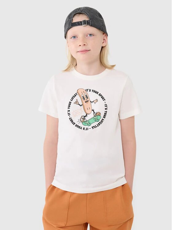 4F 4F T-Shirt 4FJRSS25TTSHM2566-11S Biały Regular Fit