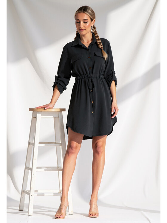 FIGL FIGL Sukienka koszulowa M1131 Czarny Shirt Fit