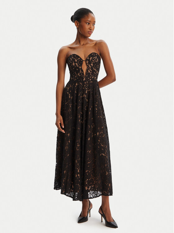 BARDOT BARDOT Φόρεμα κοκτέιλ Opal Volume Lace Midi 59714DB2 Μαύρο Regular Fit