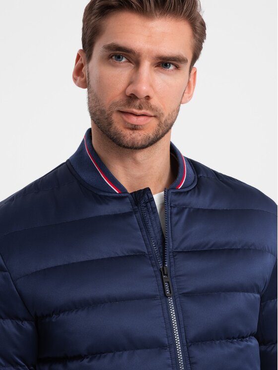 Ombre Ombre Bunda bomber OM-JALP-22FW-007 Modrá Regular Fit