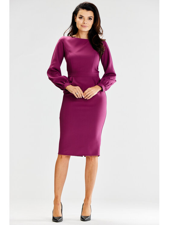 Awama Awama Večerní šaty A597 Fialová Basic Fit