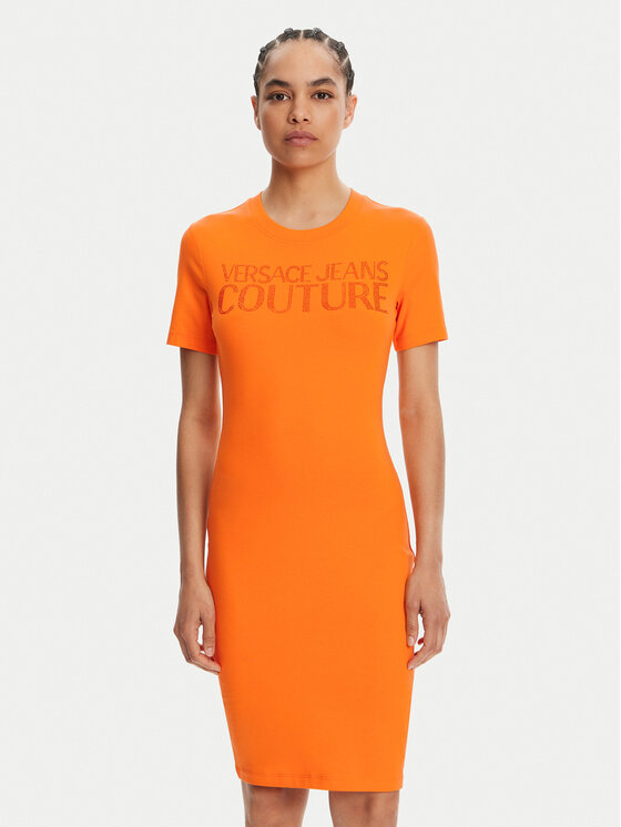 Versace Jeans Couture Versace Jeans Couture Každodenní šaty 78HAOS04 Oranžová Slim Fit
