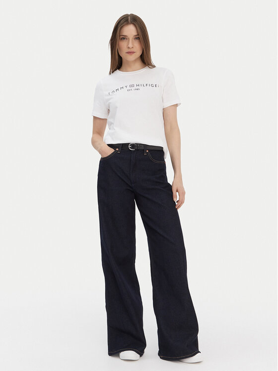 Tommy Hilfiger Tommy Hilfiger T-Shirt Logo WW0WW40276 Biały Regular Fit