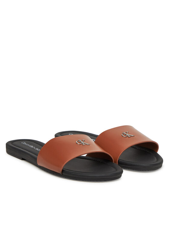 Calvin Klein Jeans Calvin Klein Jeans Natikači Flat Sandal Slide Mg YW0YW01697 Rjava