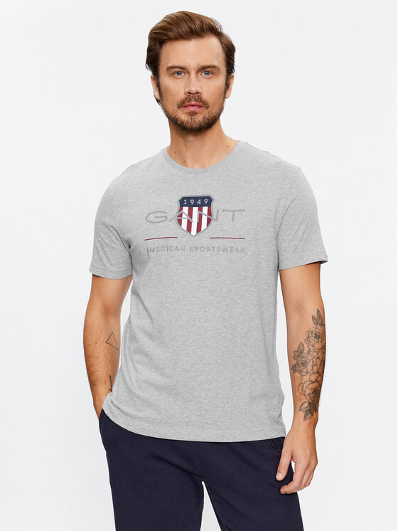 Gant T-krekls Reg Archive Shield Ss 2003199 Pelēks Regular Fit