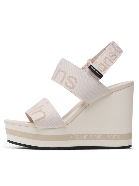 Calvin Klein Jeans Espadrile Wedge Sandal Webbing YW0YW00961 Écru