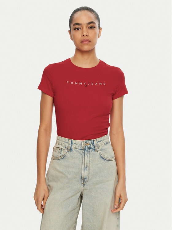 Tommy Jeans Tommy Jeans T-Shirt Linear DW0DW18398 Κόκκινο Slim Fit