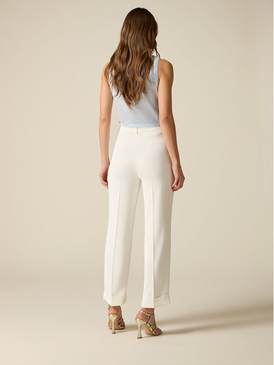 Oltre Oltre Spodnie materiałowe P003R008871N021 Kremowy Regular Fit