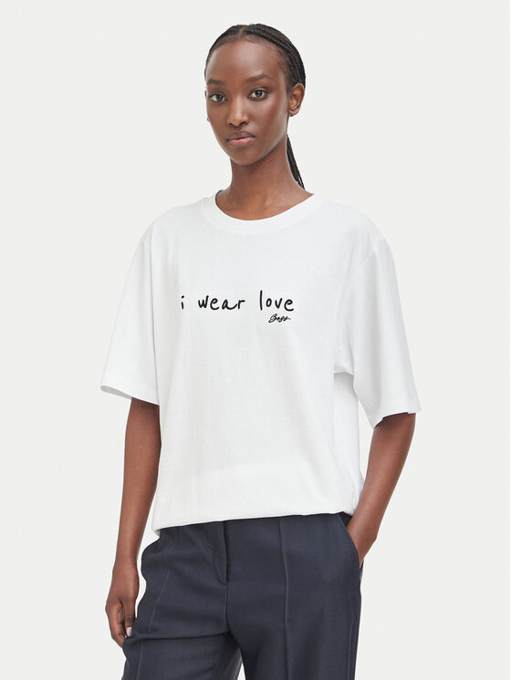 BOSS BOSS T-särk C_Eregular_9 50571491 Valge Relaxed Fit