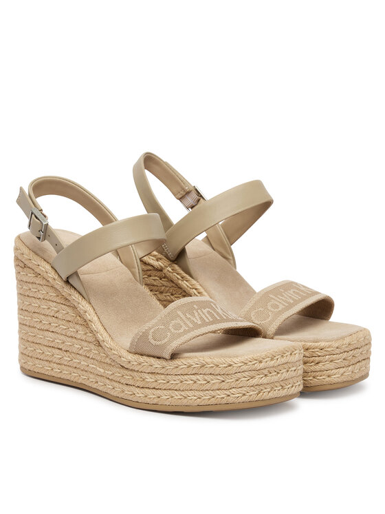 Calvin Klein Calvin Klein Espadrilės Wedge Espad 70 Webbing Lth HW0HW02901 Smėlio