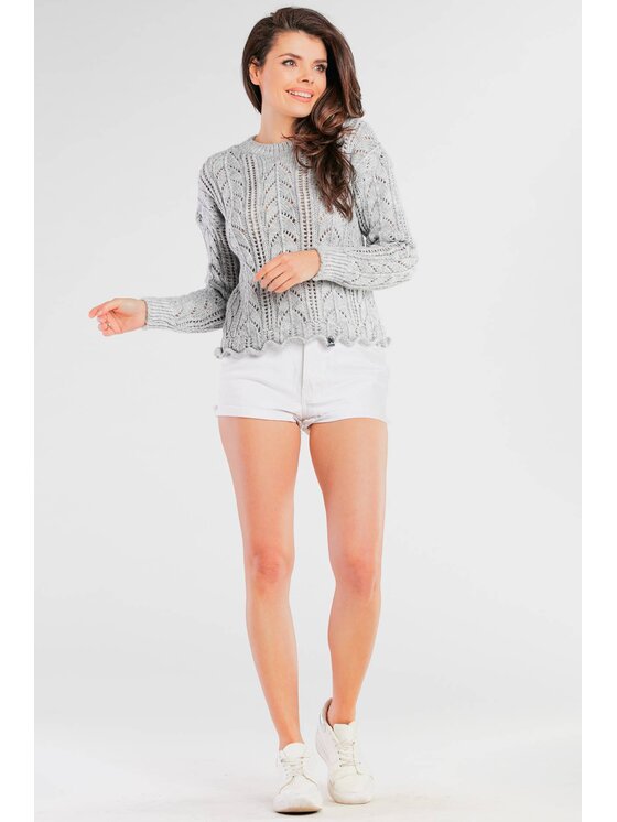 Awama Awama Sweter A446 Szary Basic Fit