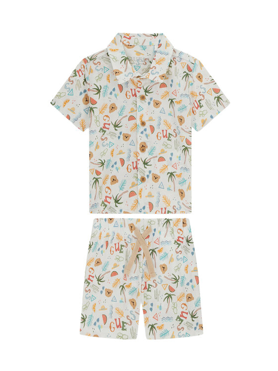 Guess Guess Completo camicia e pantaloncini I6GG09 WO730 Crema Regular Fit