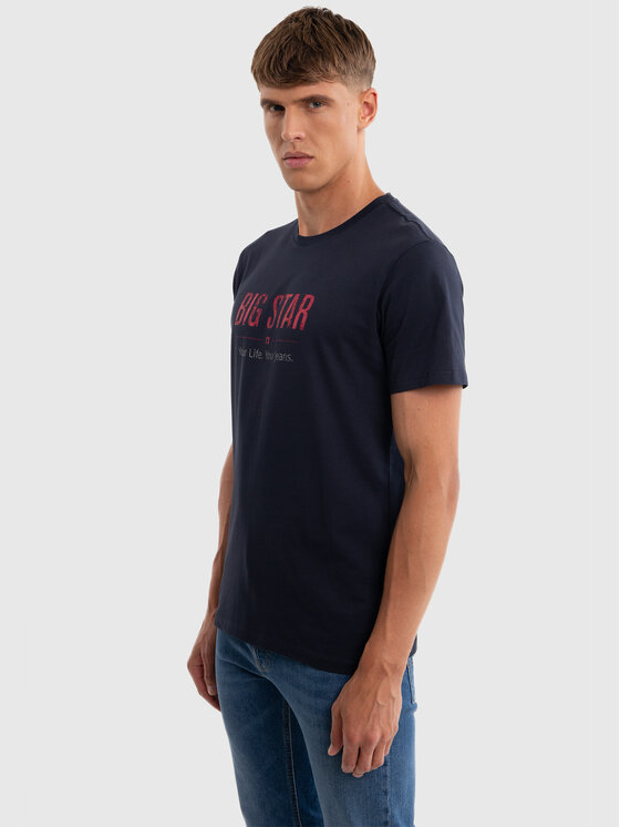 BIG STAR BIG STAR T-Shirt BRUNO Granatowy Basic Fit