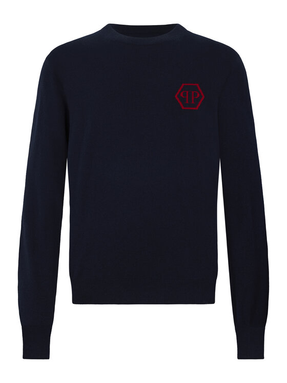 PHILIPP PLEIN PHILIPP PLEIN Sweter 29047 Granatowy Regular Fit