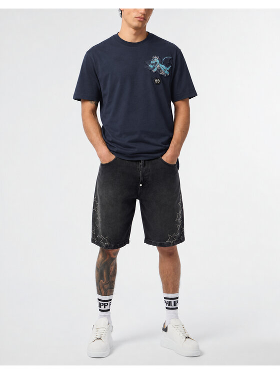 PHILIPP PLEIN PHILIPP PLEIN T-Shirt 31314 Granatowy Regular Fit